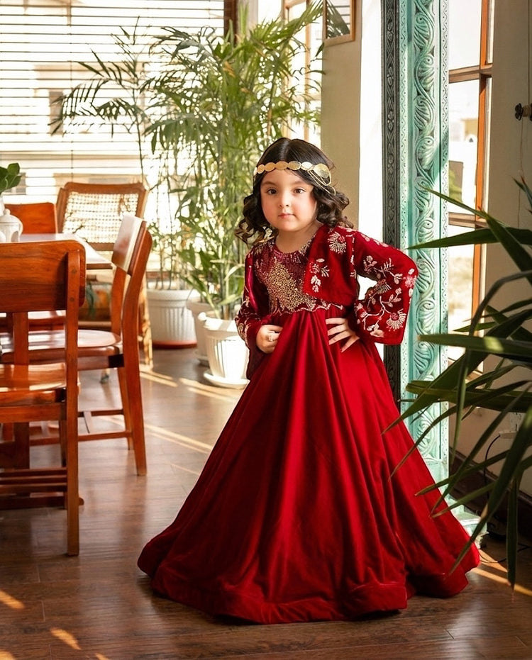 The khoshgul maroon frock