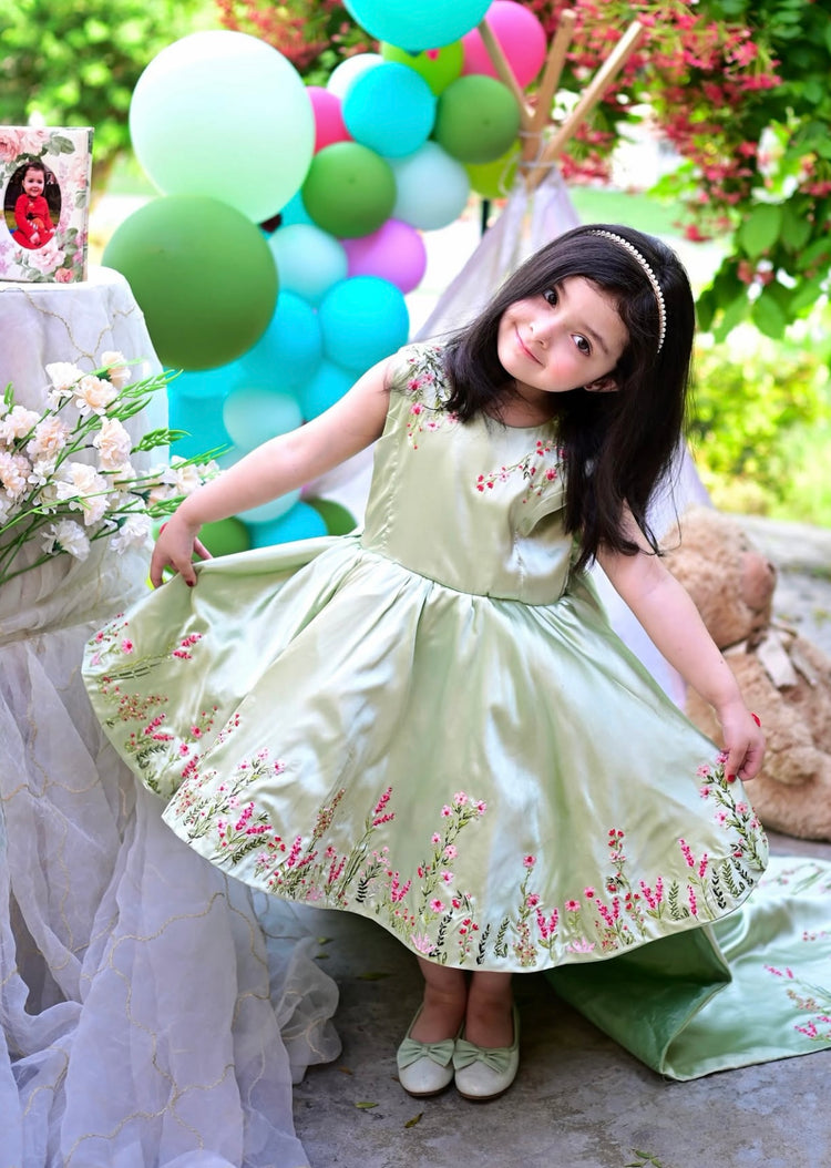 Mimi green Flora tail dress