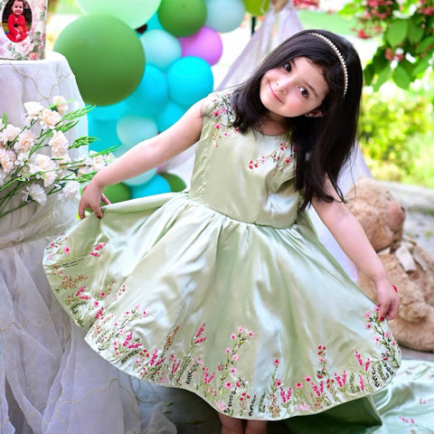 Mimi green Flora tail dress