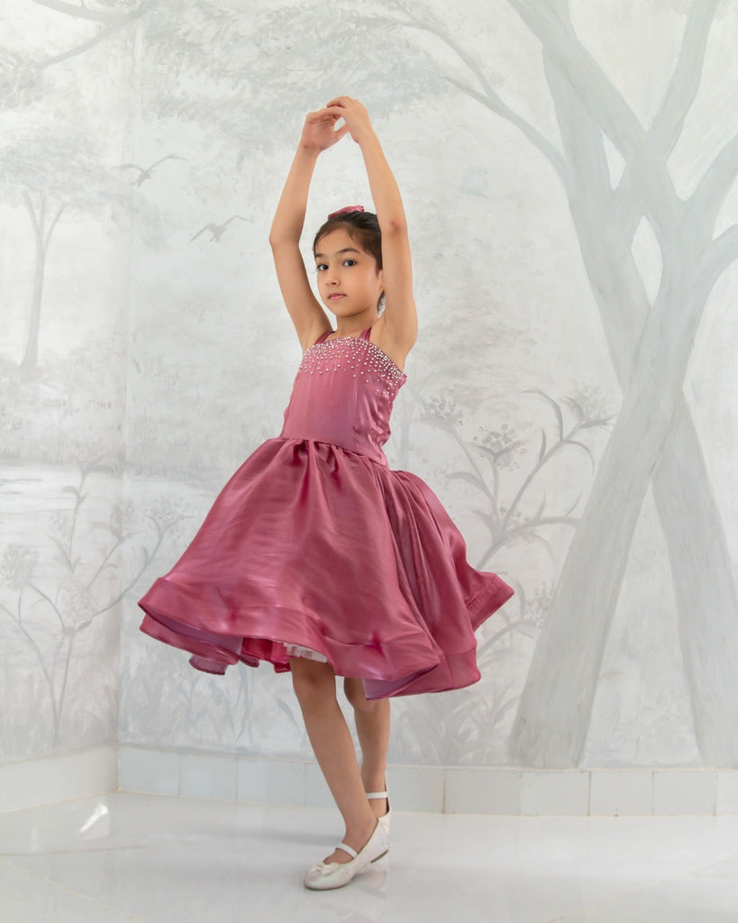 Elara Liquid Peach Dress