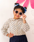Blue donut chikankari top