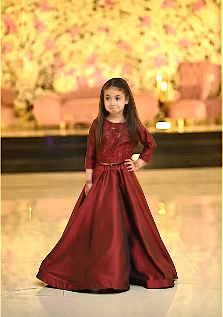 Maroon silk lehenga set