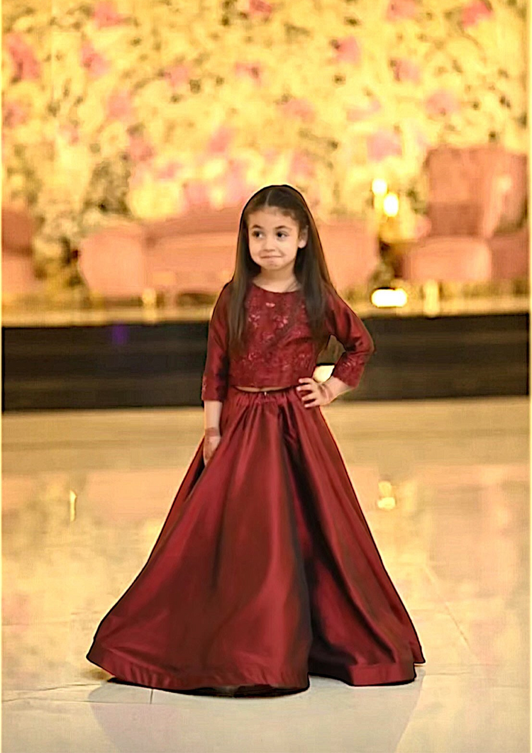 Maroon silk lehenga set