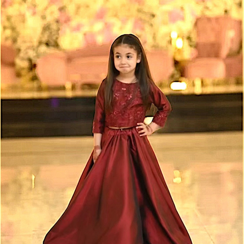 Maroon silk lehenga set
