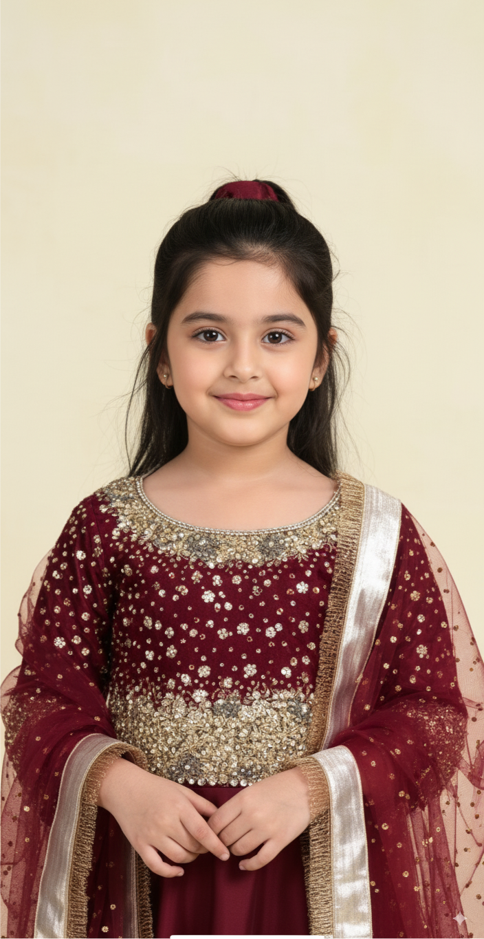 Laleh maroon lehnga set