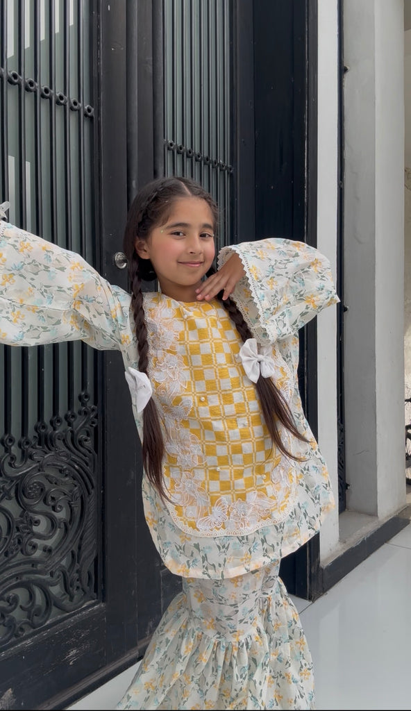 Petal and Plaid gharara set
