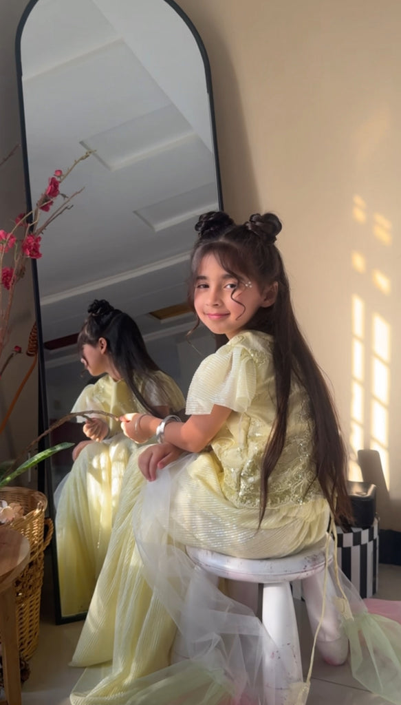 Sitara gharara Butter Yellow 4-8yr
