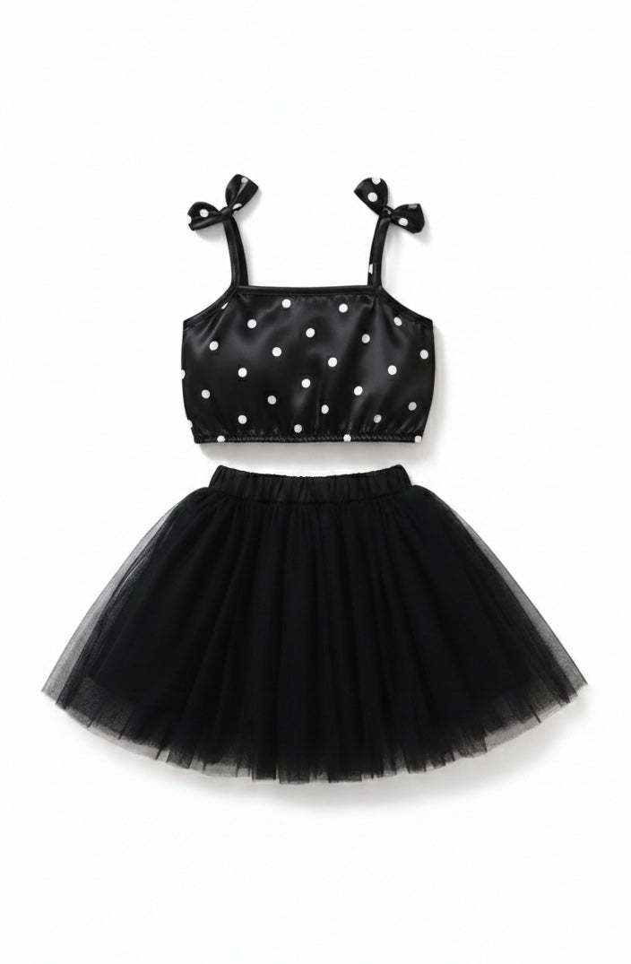 The polka black skirt set EC26