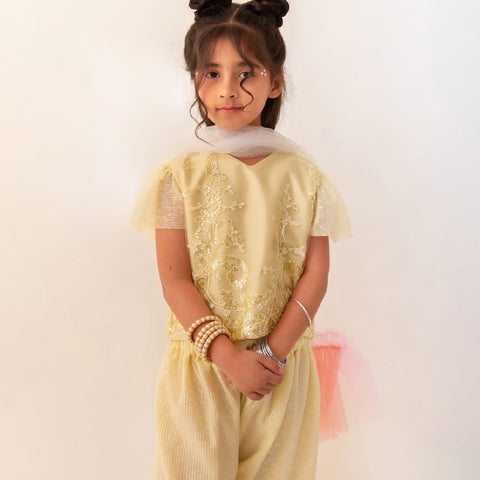 Sitara gharara Butter Yellow 4-8yr