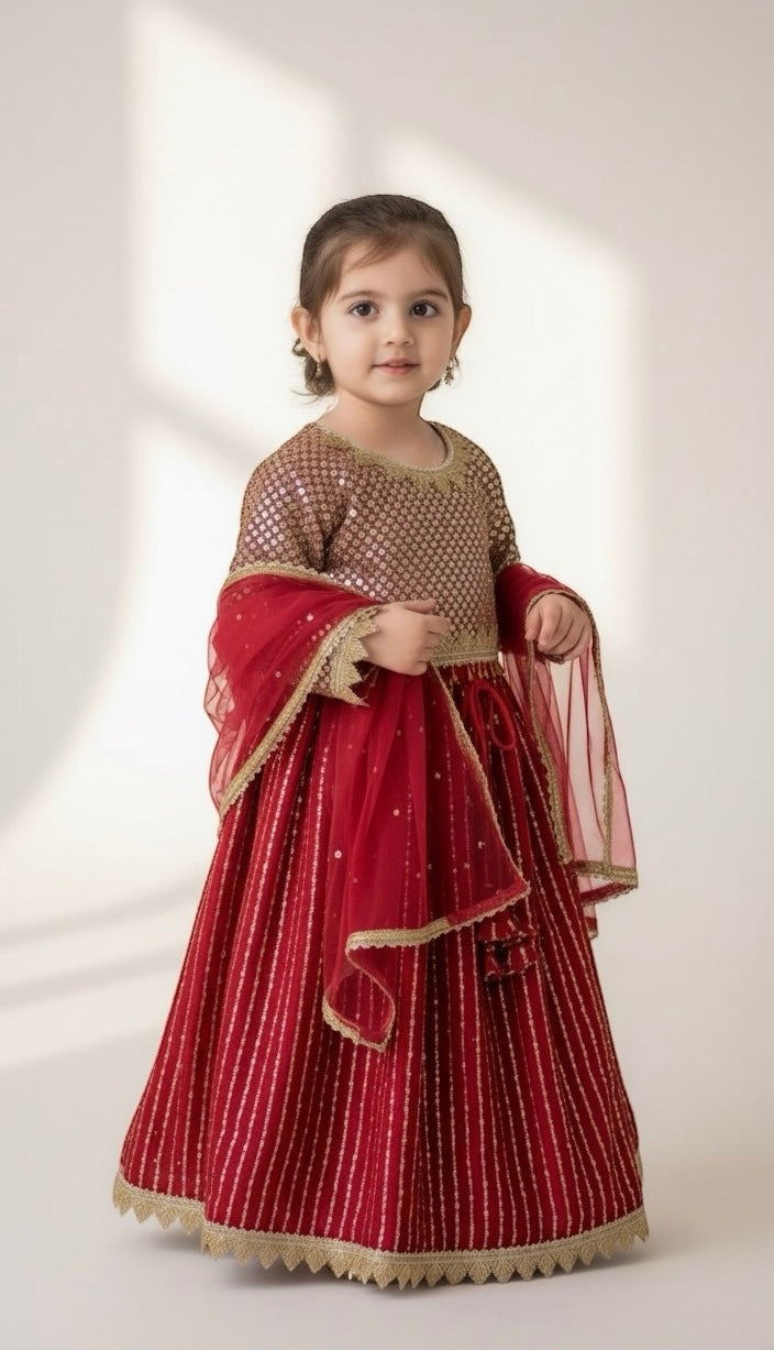 Maroon gold lehnga set