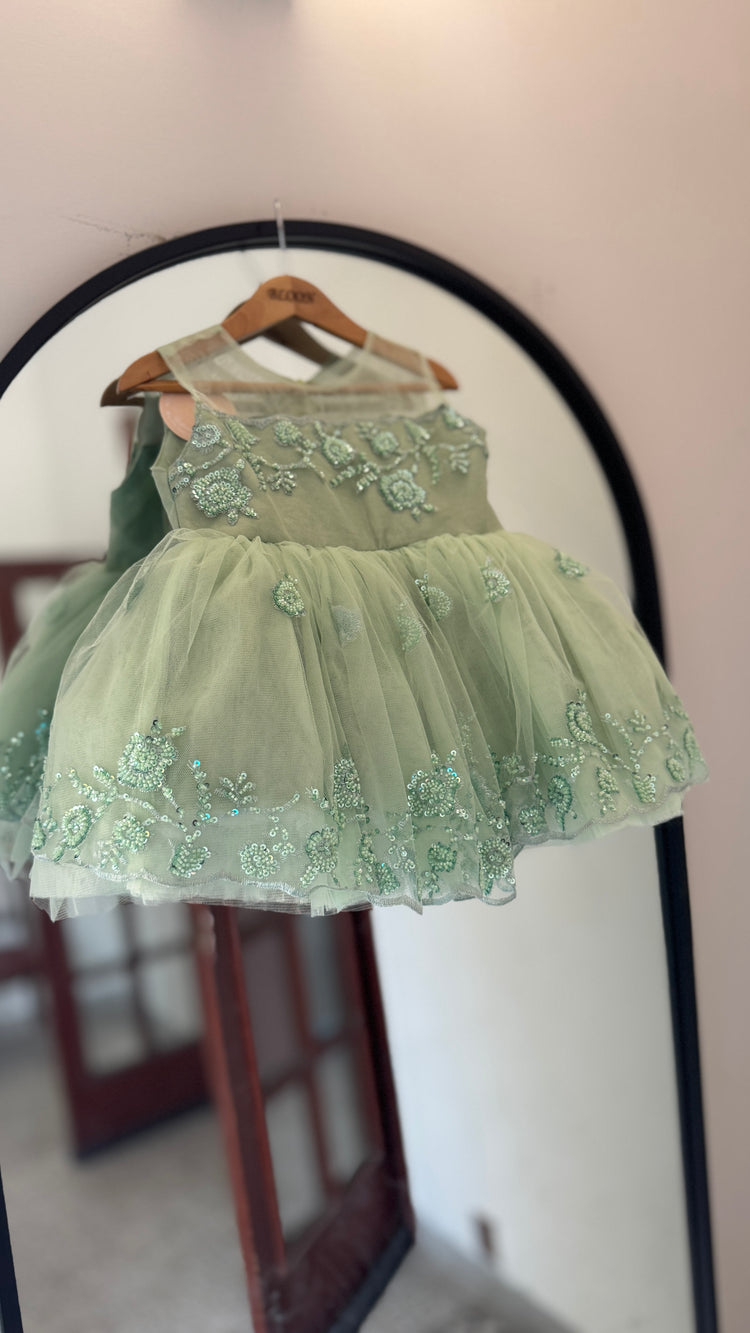 Pistachio Beaded tutu dress