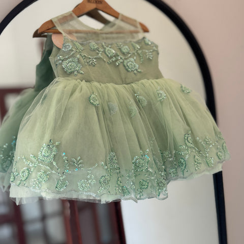 Pistachio Beaded tutu dress