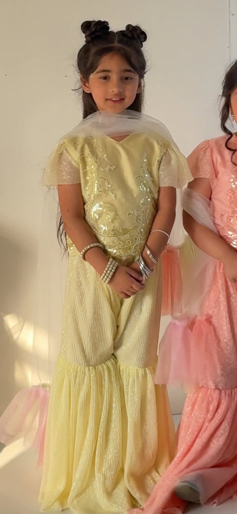Sitara gharara Butter Yellow 4-8yr