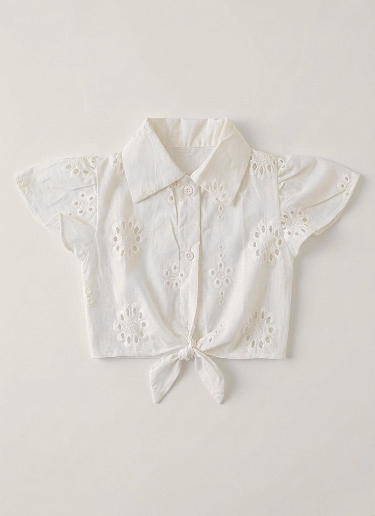 The white chikankari top