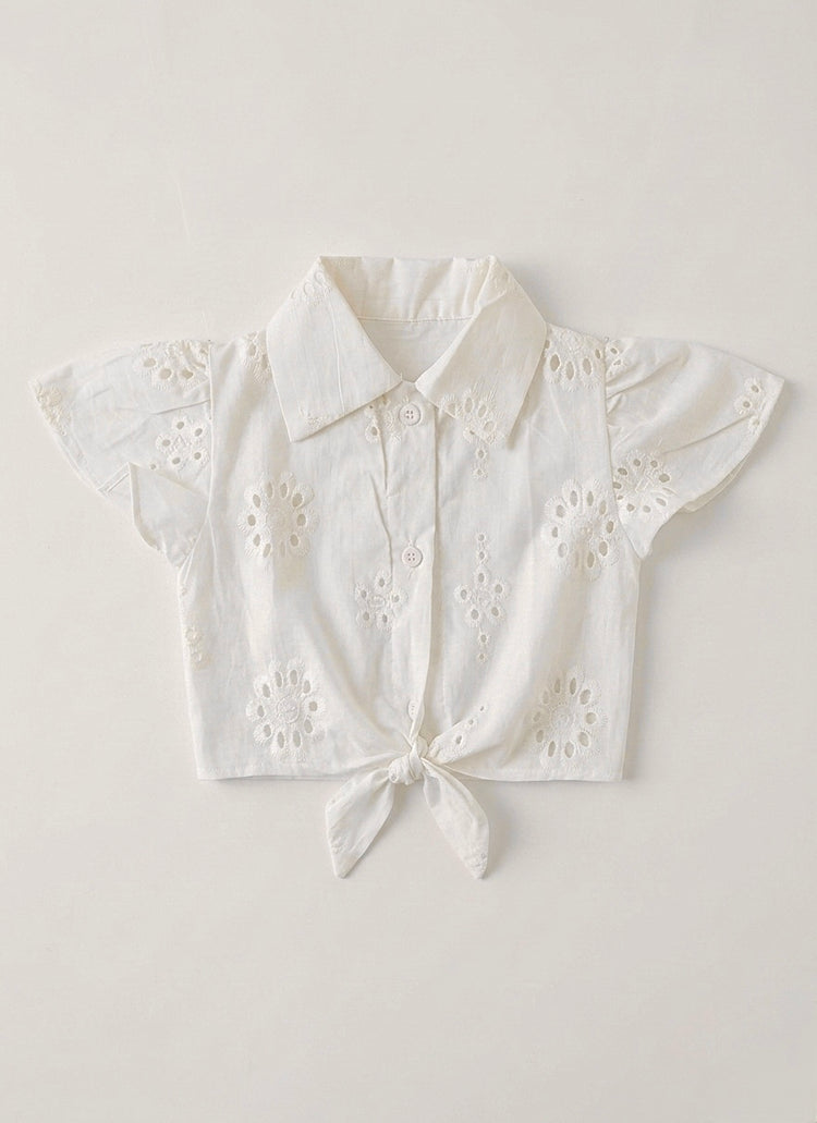 The white chikankari top
