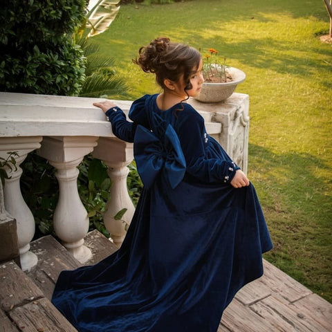 The harley valvet tail dress (blue)