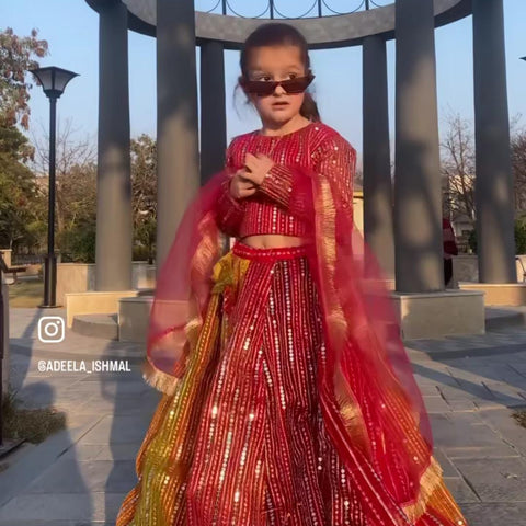 Multi toned muntazir lehenga set