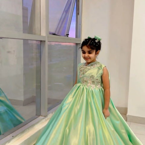 Diana Silk Frock (Light Aqua)