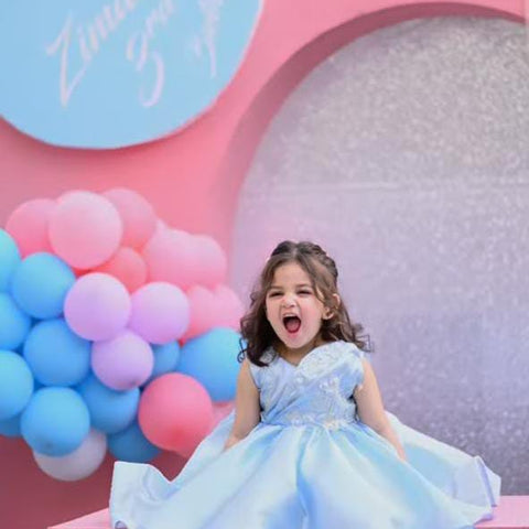 Ice blue silk shinning frock