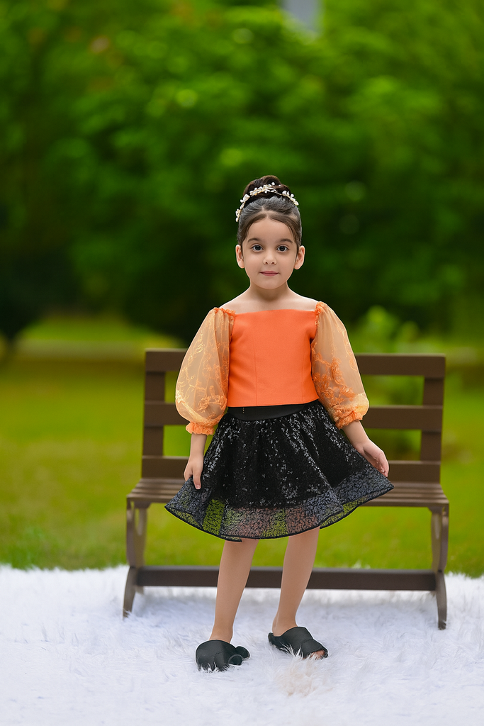 The starlit orange skirt set