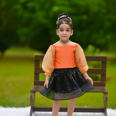 The starlit orange skirt set