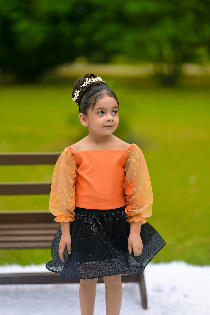 The starlit orange skirt set