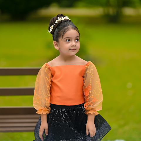 The starlit orange skirt set