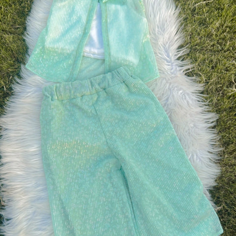 Glitter pistachio trouser set