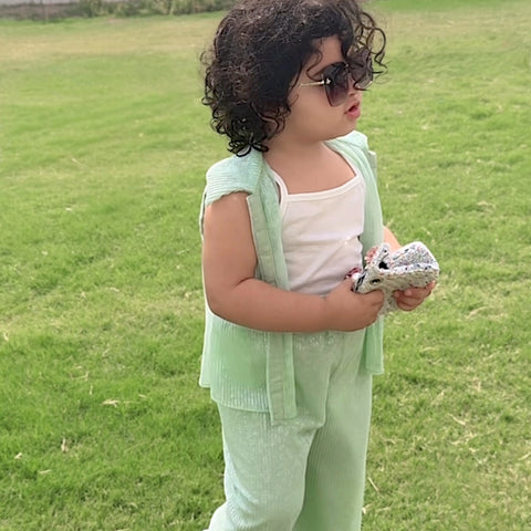 Glitter pistachio trouser set