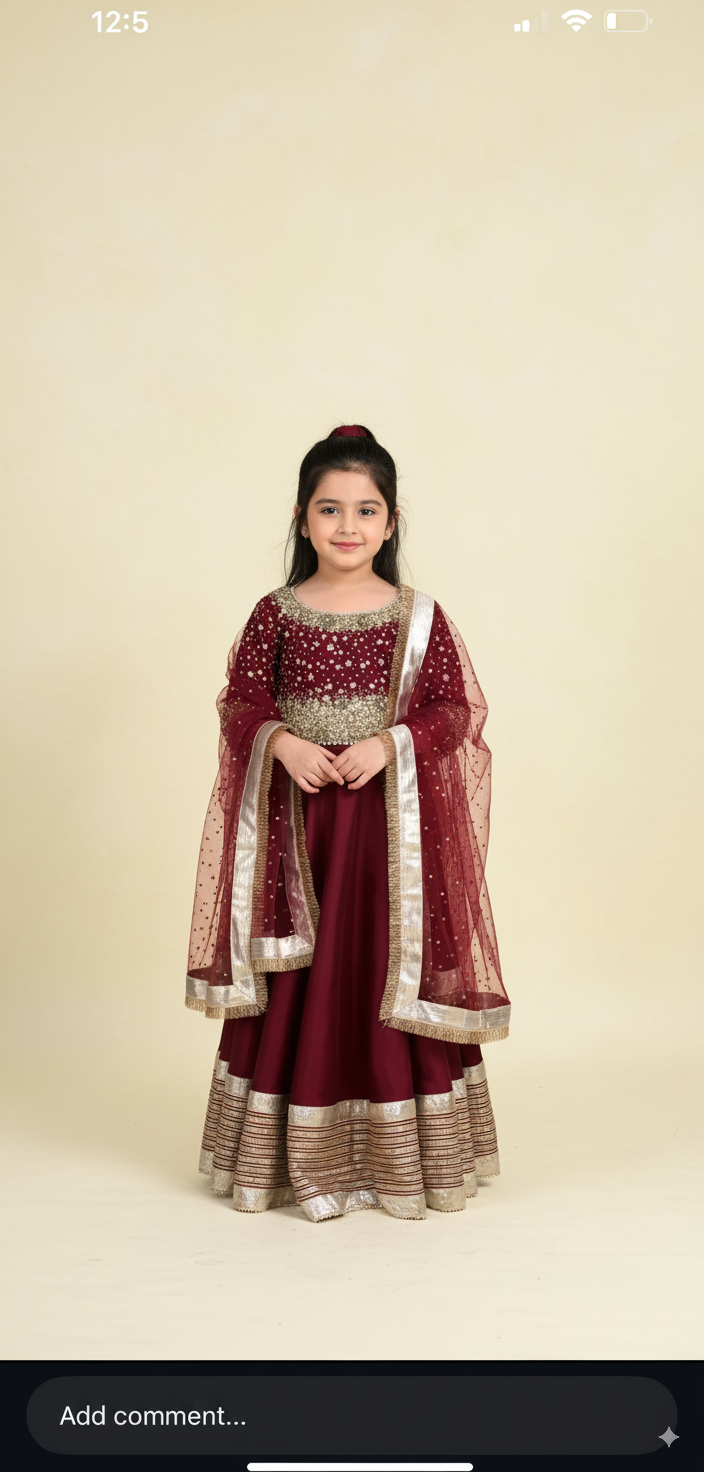Laleh maroon lehnga set
