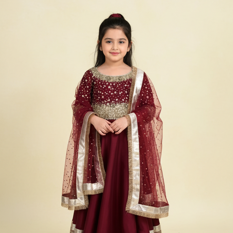 Laleh maroon lehnga set