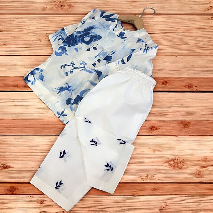 Suroor white blue shalwar set