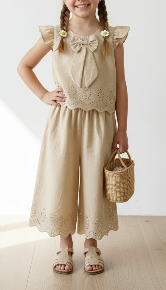 The beige chikankari set ec26