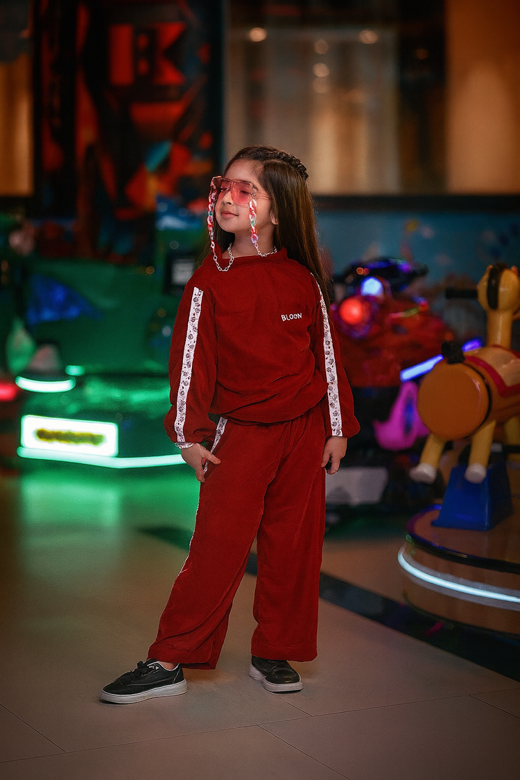 Strawberry maroon track suit