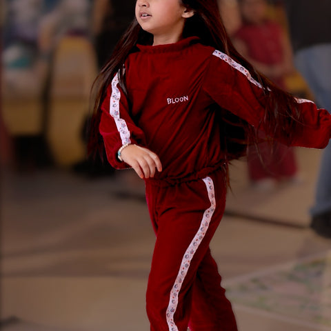 Strawberry maroon track suit