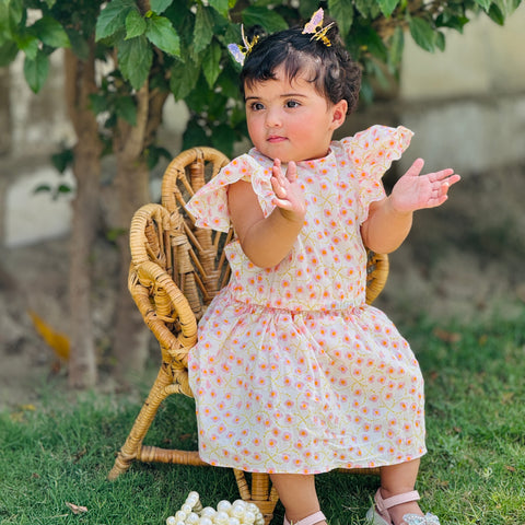 Peony White PINK skirt Set