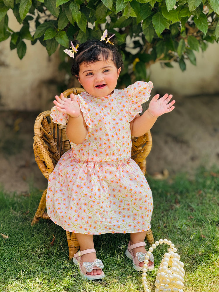 Peony White PINK skirt Set