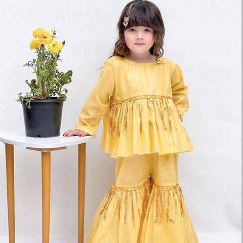 Yellow Glitter Gharara set