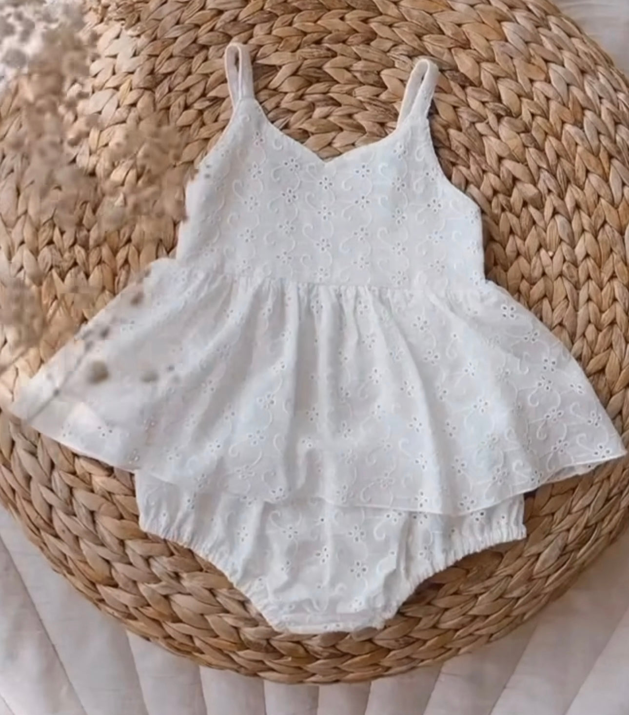 White Chikankari Rompy dress