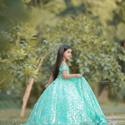 Embeaded Iceblue Fairy Frock