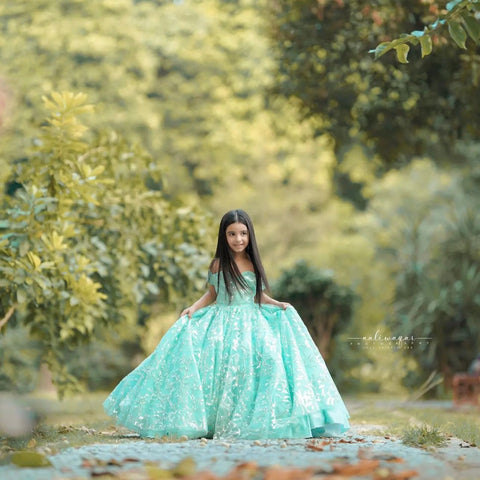Embeaded Iceblue Fairy Frock
