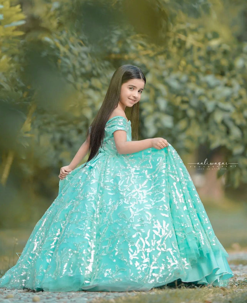 Embeaded Iceblue Fairy Frock