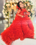 THE RED FRILL LONG DRESS