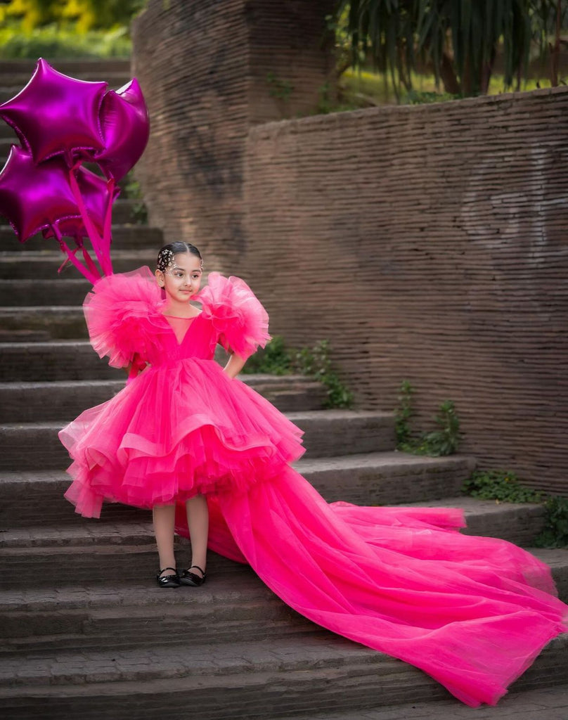 Shocking Pink Rabail Swam Dress