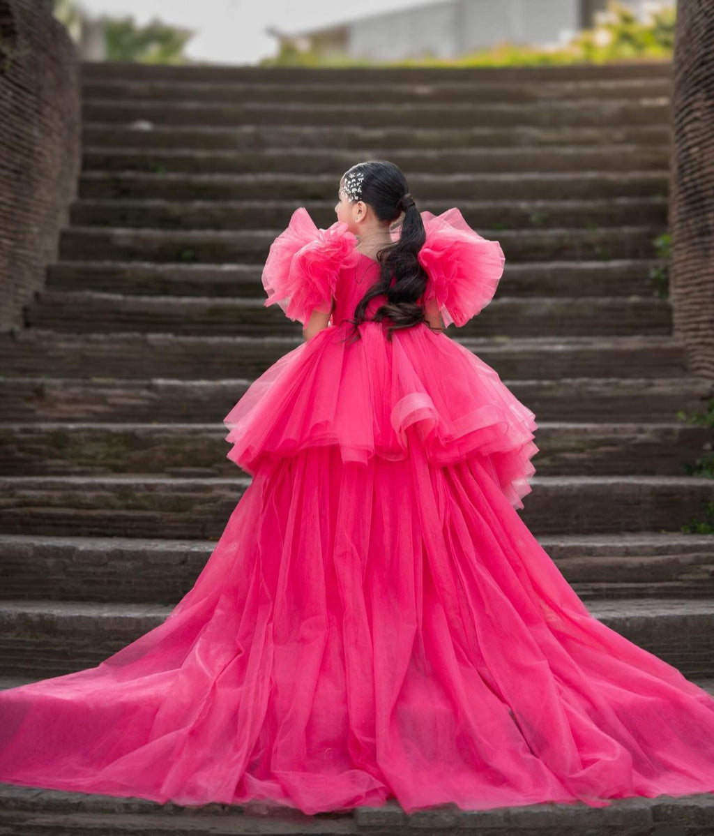 Shocking Pink Rabail Swam Dress Bloon Dressing Little Dreams
