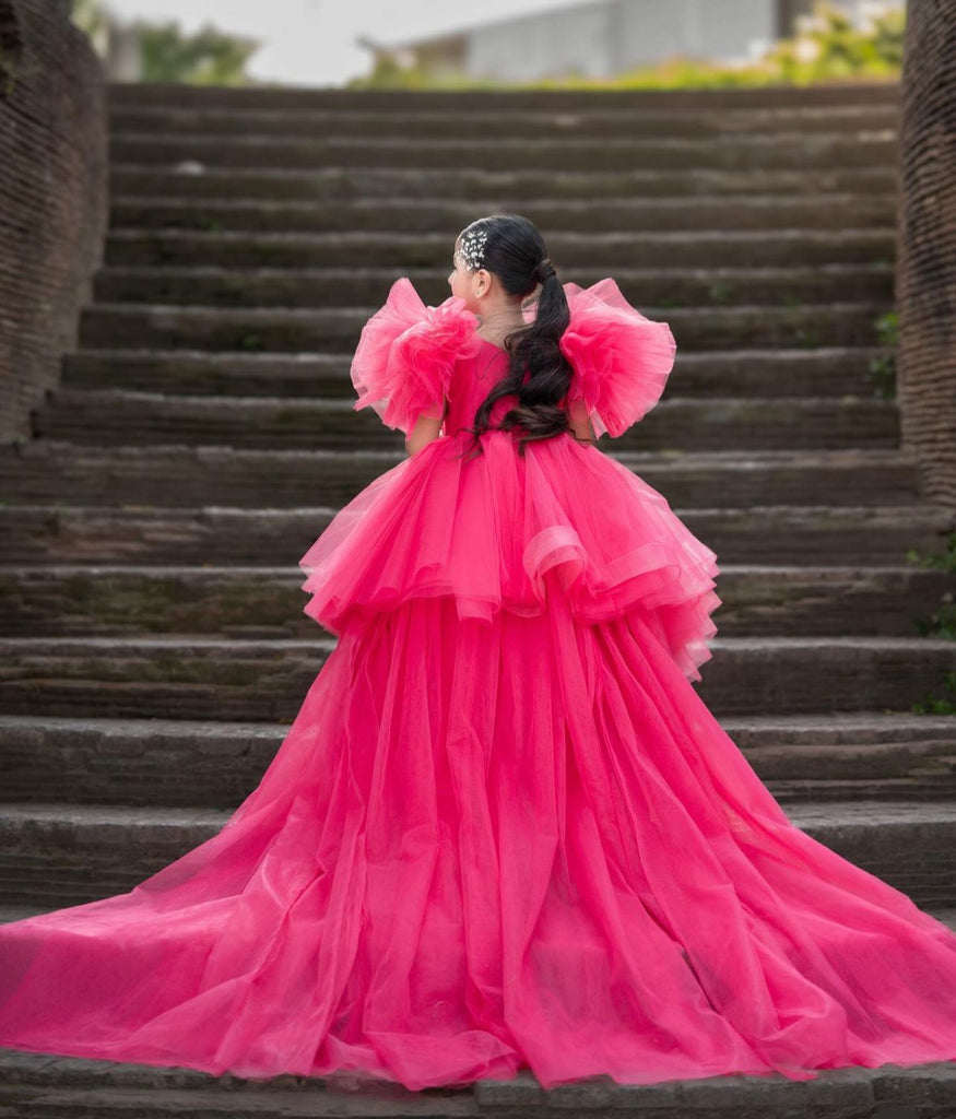 Shocking Pink Rabail Swam Dress