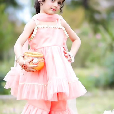 Dilfaraib Gharara Set(Peach)