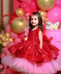 Shocking Pink Frill Sequin Dress