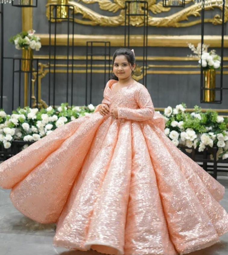 Ball Gown Sequin Peach
