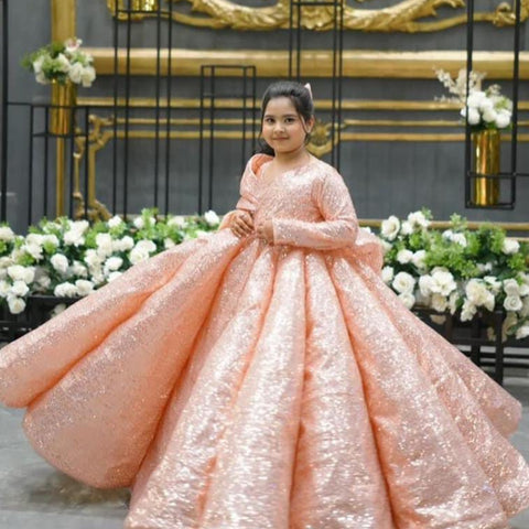 BALL GOWN SEQUIN PEACH